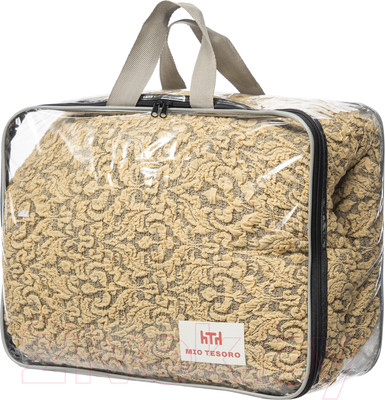 Чехол на угловой диван Mio Tesoro С оттоманкой ПО-3 жаккард Люкс 10044/543 (бежевый, левый)