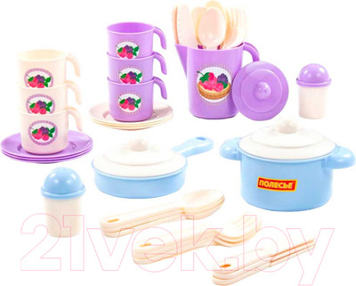 Набор игрушечной посуды Полесье Настенька на 6 персон / 79954 (38эл)