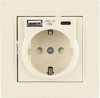 Розетка Mutlusan Rita 2220-629-0202 (слоновая кость)