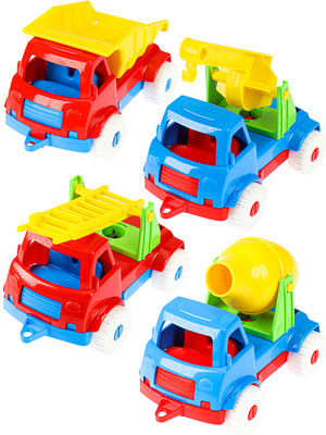 Набор игрушечной техники РЫЖИЙ КОТ Самосвал, пожарная, кран, бетономешалка / И-5682