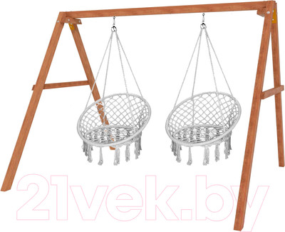 Качели National Tree Company Деревянные с подвесными креслами / Р911-39 (серый)