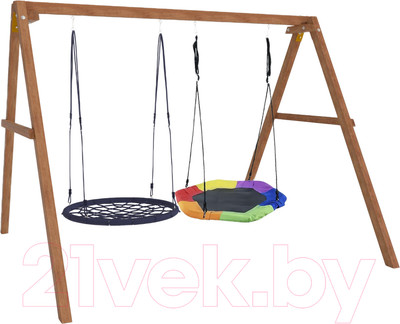 Качели National Tree Company Деревянные с гнездом Гексагон и гнездом 100 / Р911-60