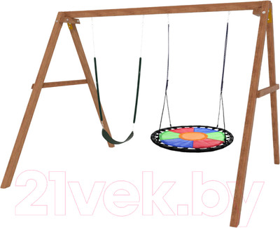 Качели National Tree Company Деревянные с гнездом Свиби и гибкими качелями / Р911-62 (разноцветный)