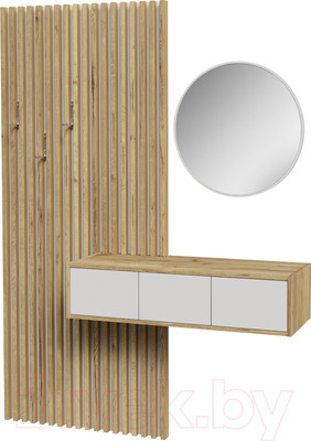 Секция в прихожую Интерлиния Lagom-2 LG-P (белый платинум/дуб золотой)