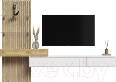 Стенка Интерлиния Lagom-7 LG-G (белый платинум/дуб золотой)