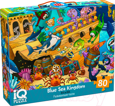 Пазл Айрис-пресс IQ с развивающей игрой. Царство синего моря new / 9785811279210 (80эл)