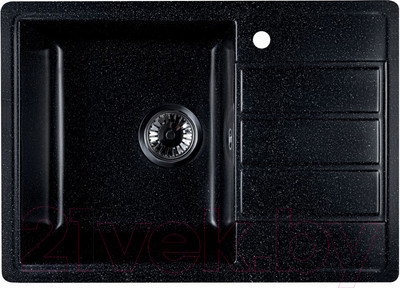 Мойка кухонная Marblan Recta L (черный, с сифоном)
