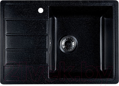 Мойка кухонная Marblan Recta R (черный, с сифоном)
