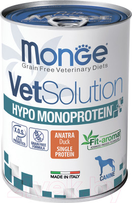 Влажный ветеринарный корм для собак Monge VetSolution Dog Hypo с уткой (400г)