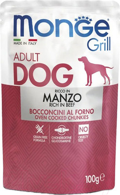 Влажный корм для собак Monge Dog Grill с говядиной (100г)