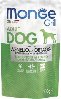 Влажный корм для собак Monge Dog Grill с овощами (100г)