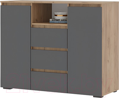 Тумба Стендмебель Хелен КМ 01 1202 (серый графит 0162/дуб крафт золотой)