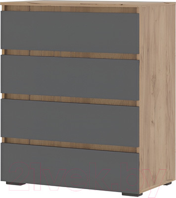 Комод Стендмебель Хелен КМ 02 802 4 ящика (серый графит 0162/дуб крафт золотой)