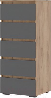 Комод Стендмебель Хелен КМ 03 502 5 ящиков (графит серый 0162/дуб крафт золотой)