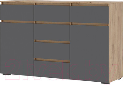 Комод Стендмебель Хелен КМ 05 6 ящиков (серый графит 0162/дуб крафт золотой)