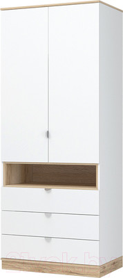 Шкаф Стендмебель Юкки ШК 3Я 900 2х створчатый (белый/дуб делано)