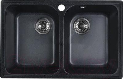 Мойка кухонная Marblan Duas (черный,с сифоном)