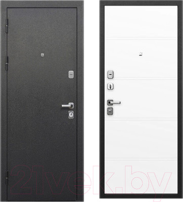 Входная дверь Гарда 9 Серебристый/эмалит белый (86x205, левая)