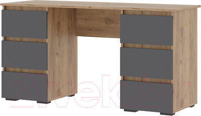 Письменный стол Стендмебель Хелен ПС 02 (серый графит 0162/дуб крафт золотой)