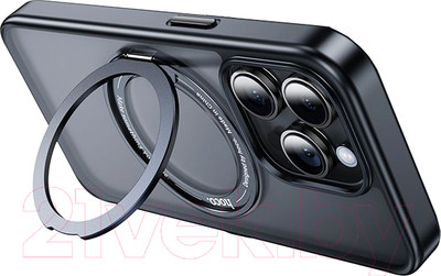 Чехол-накладка Hoco AS1 для iPhone 15 Pro Max магнитный с кольцом (черный)