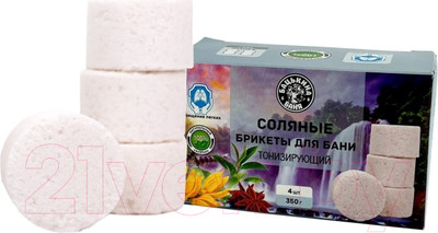 Соляной брикет для бани Бацькина баня Тонизирующий (350г)