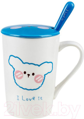 Кружка с ложкой Miniso Cartoon Series / 6628 (с крышкой и ложкой)