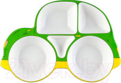 Тарелка закусочная (десертная) Elan Gallery Машина / 940194 (зеленый/желтый)