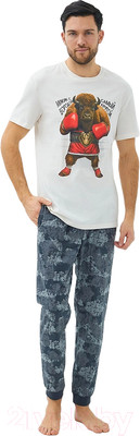 Комплект домашней одежды Mark Formelle 591043 (р.108-98-182/188, молочный/графитовый камуфляж)