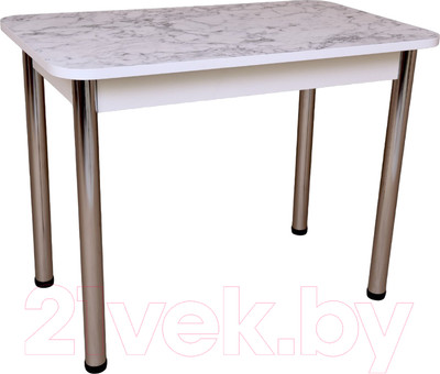 Обеденный стол СВД Юнио 100x60 / 003.П15.Х (мрамор карра/хром)