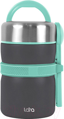 Термос для еды Lara LR04-57 (черный/бирюзовый)