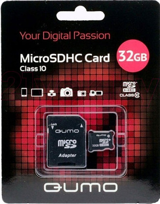 Карта памяти Qumo microSDHC (Class 10) 32GB (QM32GMICSDHC10)