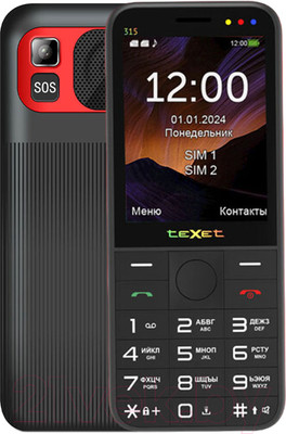 Мобильный телефон Texet TM-315 (черный/красный)