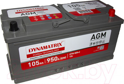 Автомобильный аккумулятор Dynamatrix AGM ETN 0 R+ DEK1050 (105 А/ч)