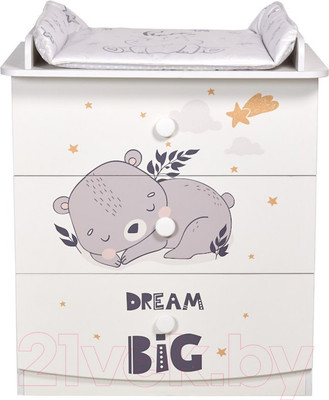 Комод пеленальный Фея 1380 Спящий мишка / 0002801.9.17 (белый)