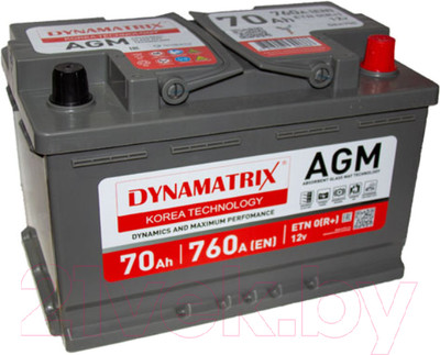 Автомобильный аккумулятор Dynamatrix AGM ETN 0 R+ DEK700 (70 А/ч)