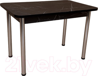 Обеденный стол СВД Юнио 120x75 / 005.П20.Х (мрамор неро маркина/хром)