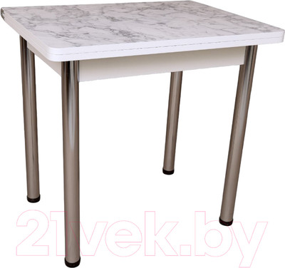 Обеденный стол СВД Юнио 80x60-120 / 013.П15.Х (мрамор каррара/хром)