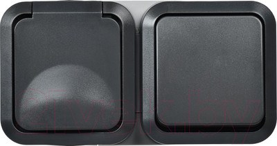 Блок выключатель+розетка IEK Tors TS-G10-6-55-V-K53 (графит)