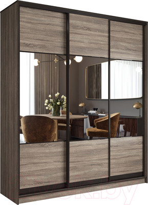 Шкаф-купе Евва 176 TTG.01 / АЭП ШК.3.03 (дуб трюфель/венге глянец)