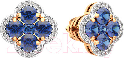 Серьги из розового золота ZORKA 3D1098.14K.R (с сапфирами и бриллиантом)