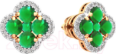 Серьги из розового золота ZORKA 3D2098.14K.R (с изумрудами и бриллиантом)