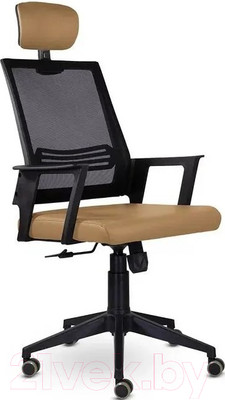 Кресло офисное UTFC Аэро М-808 PL (E01-к/NET202/S-0426/черный/светло-коричневый)