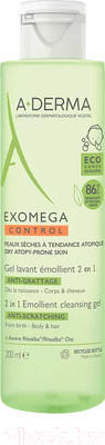 Гель для душа A-Derma Экзомега контроль 2 в 1 очищающий (200мл)