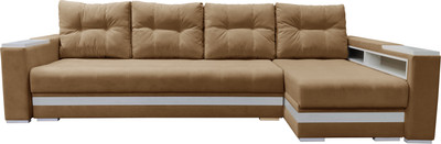 Диван угловой Bobrovmebel Влада 8.2тнц(п) + правый ТНЦ + полка и пенал (микровелюр симпл 42 бежевый)