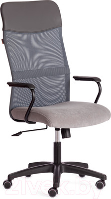 Кресло офисное Tetchair Practic флок/кожзам (серый)