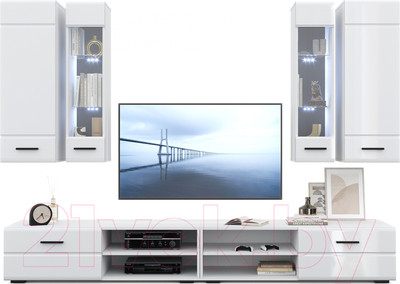 Горка для гостиной Империал Кай (белый/белый глянец)