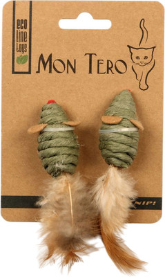 Набор игрушек для кошек Mon Tero Eco Мышь с перьями с кошачьей мятой / 51473 (2шт, зеленый)