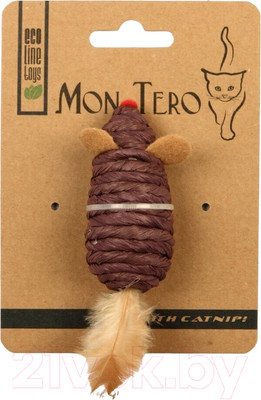 Игрушка для кошек Mon Tero Eco Мышь с перьями с кошачьей мятой / 51496 (фиолетовый)