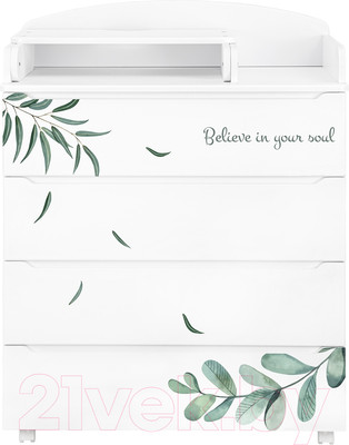 Комод пеленальный INDIGO Green Line с узким пеленальным столиком (травинки)