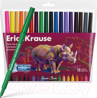 Фломастеры Erich Krause Safari Ultra Washable / 61837 (18цв)